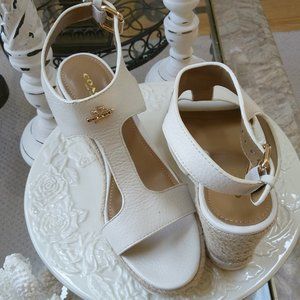 NWOB! LEEANNE Leather WHITE Wedge SANDAL By COACH